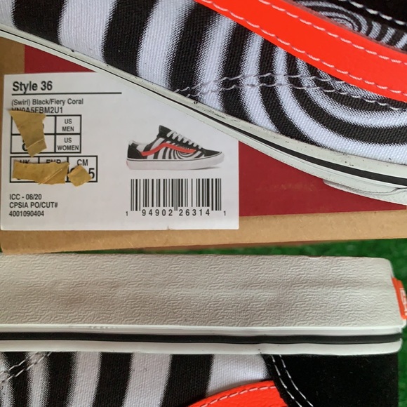 VANS STYLE 36 Swirl Black/Fiery Coral Men’s - Picture 16 of 16